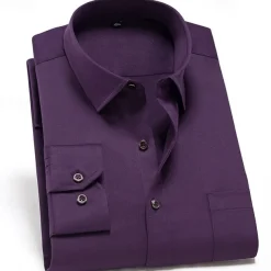 Men's Dress Shirt Non Iron Shirt Water-Resistant Plain Wedding Outdoor White Pink Red Dark Navy Long Sleeve Collar Summer Spring Clothing Apparel