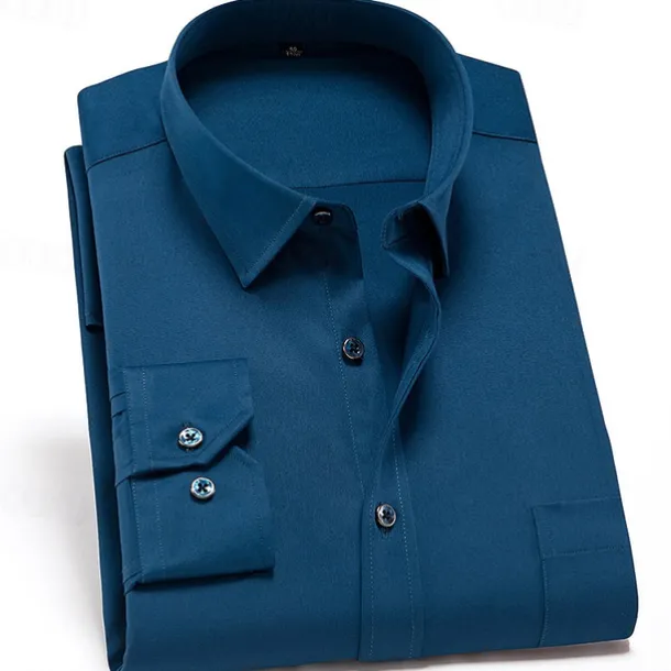 Men's Dress Shirt Non Iron Shirt Water-Resistant Plain Wedding Outdoor White Pink Red Dark Navy Long Sleeve Collar Summer Spring Clothing Apparel