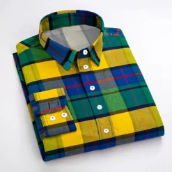 Men's Dress Shirt Plaid Shirt Collared Shirt Plaid / Check Wedding Vacation Yellow Red Blue Green Long Sleeve Turndown Spring & Fall Clothing Apparel Button-Down