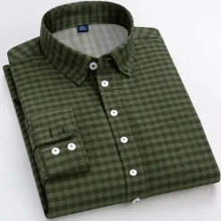 Men's Dress Shirt Plaid Shirt Collared Shirt Plaid / Check Wedding Vacation Yellow Red Blue Green Long Sleeve Turndown Spring & Fall Clothing Apparel Button-Down