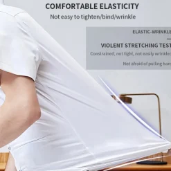 Men's Dress Shirt Stretch Plain Business / Ceremony / Wedding Black White Pink Navy Blue Short Sleeve Collar Summer Spring Clothing Apparel