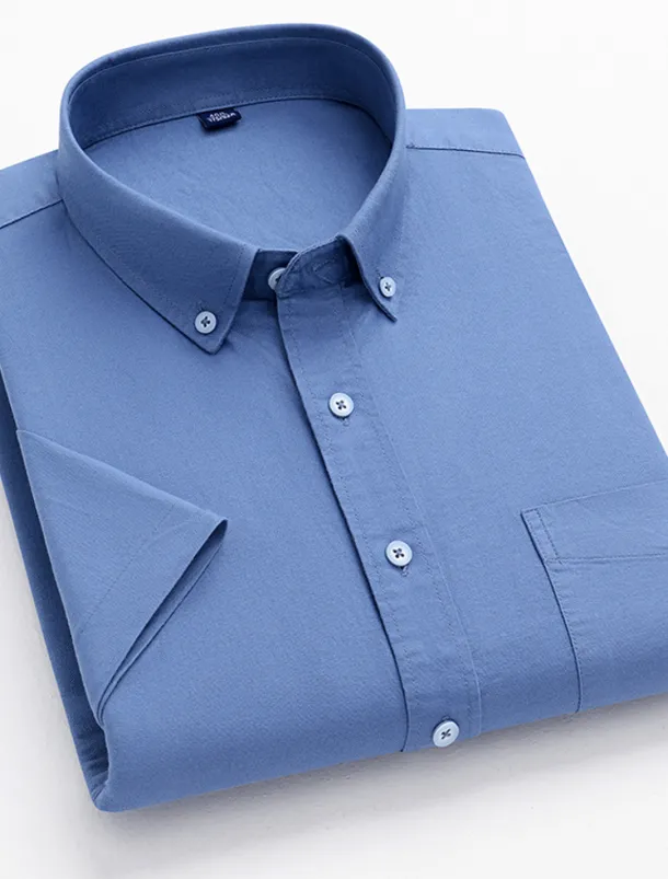 Men's Dress Shirt Striped Shirt Button Down Shirt Oxford Shirt Stripe Wedding Office & Career Black Light Green Royal Blue Blue Short Sleeve Shirt Collar Summer Clothing Apparel Print