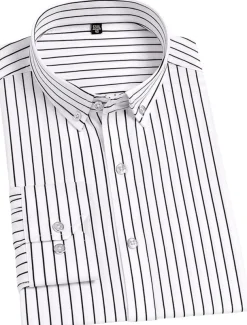 Men's Dress Shirt Striped Shirt Wrinkle Resistant Stretch Stripes and Plaid Wedding Office & Career Black Yellow Dark Pink Red Long Sleeve Turndown All Seasons Clothing Apparel