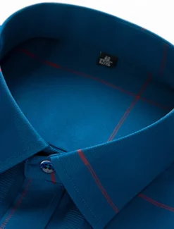 Men's Dress Shirt Striped Shirt Wrinkle Resistant Stretch Stripes and Plaid Wedding Office & Career Black Yellow Dark Pink Red Long Sleeve Turndown All Seasons Clothing Apparel