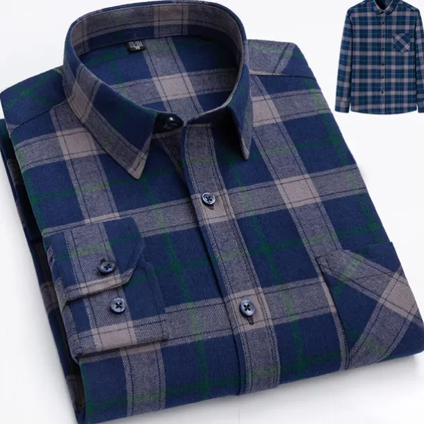 Men's Dress Shirt Stripes and Plaid Wedding Business Maroon Dark Red Yellow Dark Navy Long Sleeve Standing Collar Spring & Fall Clothing Apparel