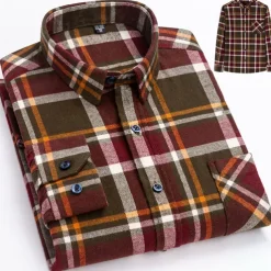 Men's Dress Shirt Stripes and Plaid Wedding Business Maroon Dark Red Yellow Dark Navy Long Sleeve Standing Collar Spring & Fall Clothing Apparel
