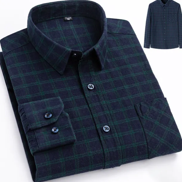 Men's Dress Shirt Stripes and Plaid Wedding Business Maroon Dark Red Yellow Dark Navy Long Sleeve Standing Collar Spring & Fall Clothing Apparel