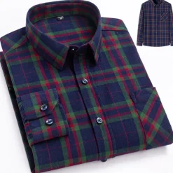 Men's Dress Shirt Stripes and Plaid Wedding Business Maroon Dark Red Yellow Dark Navy Long Sleeve Standing Collar Spring & Fall Clothing Apparel