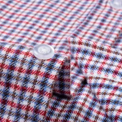 Men's Dress Shirt Stripes and Plaid Wedding Business Maroon Dark Red Yellow Dark Navy Long Sleeve Standing Collar Spring & Fall Clothing Apparel