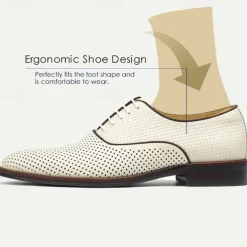 Men's Dress Shoes Perforated Brown Leather Sleek Lace-Up Oxford