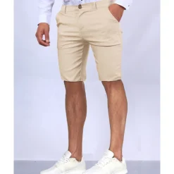 Men's Dress Shorts Burmuda Shorts Work Shorts Golf Shorts Pocket Plain Comfort Breathable Knee Length Outdoor Business Fashion Casual Black White