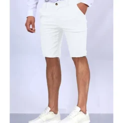 Men's Dress Shorts Burmuda Shorts Work Shorts Golf Shorts Pocket Plain Comfort Breathable Knee Length Outdoor Business Fashion Casual Black White