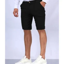 Men's Dress Shorts Burmuda Shorts Work Shorts Golf Shorts Pocket Plain Comfort Breathable Knee Length Outdoor Business Fashion Casual Black White