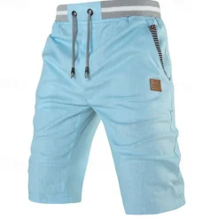 Men's Dress Shorts Burmuda Shorts Work Shorts Pocket Drawstring Plain Comfort Breathable Knee Length Outdoor Business Fashion Casual Black Blue