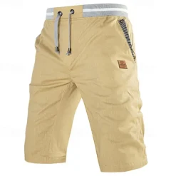 Men's Dress Shorts Burmuda Shorts Work Shorts Pocket Drawstring Plain Comfort Breathable Knee Length Outdoor Business Fashion Casual Black Blue