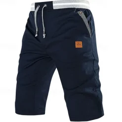 Men's Dress Shorts Burmuda Shorts Work Shorts Pocket Drawstring Plain Comfort Breathable Knee Length Outdoor Business Fashion Casual Black Blue