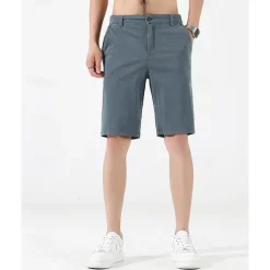 Men's Dress Shorts Burmuda Shorts Work Shorts Ruched Pocket Plain Comfort Breathable Knee Length Outdoor Business Fashion Casual Black Wine