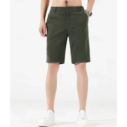 Men's Dress Shorts Burmuda Shorts Work Shorts Ruched Pocket Plain Comfort Breathable Knee Length Outdoor Business Fashion Casual Black Wine