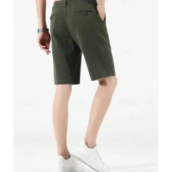 Men's Dress Shorts Burmuda Shorts Work Shorts Ruched Pocket Plain Comfort Breathable Knee Length Outdoor Business Fashion Casual Black Wine