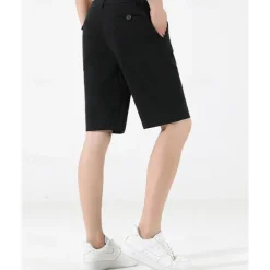 Men's Dress Shorts Burmuda Shorts Work Shorts Ruched Pocket Plain Comfort Breathable Knee Length Outdoor Business Fashion Casual Black Wine