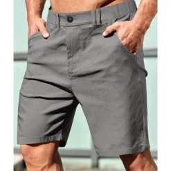 Men's Dress Shorts Burmuda Shorts Work Shorts Pocket Elastic Waist Plain Comfort Breathable Knee Length Outdoor Business Fashion Casual Black Khaki