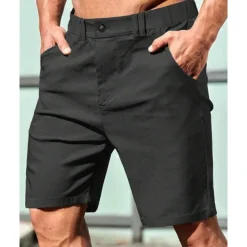 Men's Dress Shorts Burmuda Shorts Work Shorts Pocket Elastic Waist Plain Comfort Breathable Knee Length Outdoor Business Fashion Casual Black Khaki