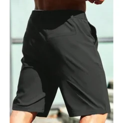 Men's Dress Shorts Burmuda Shorts Work Shorts Pocket Elastic Waist Plain Comfort Breathable Knee Length Outdoor Business Fashion Casual Black Khaki