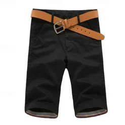 Men's Dress Shorts Burmuda Shorts Work Shorts Ruched Pocket Plain Comfort Breathable Knee Length Outdoor Business Fashion Casual Black Light Green