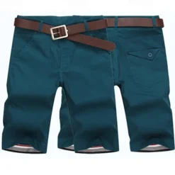 Men's Dress Shorts Burmuda Shorts Work Shorts Ruched Pocket Plain Comfort Breathable Knee Length Outdoor Business Fashion Casual Black Light Green