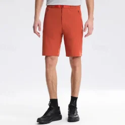 Men's Dress Shorts Burmuda Shorts Work Shorts Ruched Pocket Plain Comfort Breathable Knee Length Outdoor Business Fashion Casual Black Orange