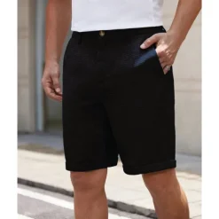 Men's Dress Shorts Burmuda Shorts Work Shorts Pocket Plain Comfort Breathable Knee Length Outdoor Business Fashion Casual Black White