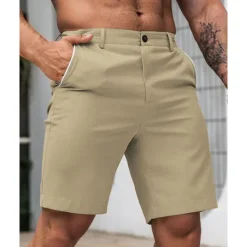 Men's Dress Shorts Burmuda Shorts Work Shorts Pocket Plain Comfort Breathable Knee Length Outdoor Business Fashion Casual Black White