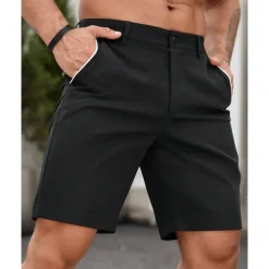 Men's Dress Shorts Burmuda Shorts Work Shorts Pocket Plain Comfort Breathable Knee Length Outdoor Business Fashion Casual Black White