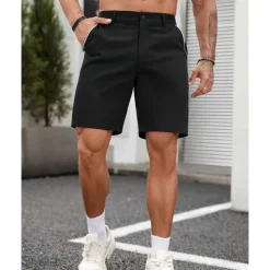 Men's Dress Shorts Burmuda Shorts Work Shorts Pocket Plain Comfort Breathable Knee Length Outdoor Business Fashion Casual Black White