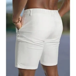 Men's Dress Shorts Burmuda Shorts Work Shorts Pocket Plain Comfort Breathable Knee Length Outdoor Business Fashion Casual Black White