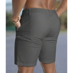 Men's Dress Shorts Burmuda Shorts Work Shorts Pocket Plain Comfort Breathable Knee Length Outdoor Business Fashion Casual Black White