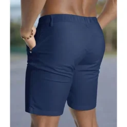 Men's Dress Shorts Burmuda Shorts Work Shorts Pocket Plain Comfort Breathable Knee Length Outdoor Business Fashion Casual Black White