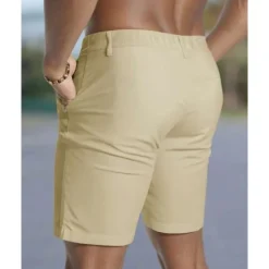 Men's Dress Shorts Burmuda Shorts Work Shorts Pocket Plain Comfort Breathable Knee Length Outdoor Business Fashion Casual Black White