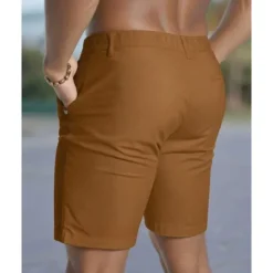 Men's Dress Shorts Burmuda Shorts Work Shorts Pocket Plain Comfort Breathable Knee Length Outdoor Business Fashion Casual Black White