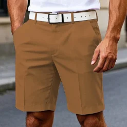 Men's Dress Shorts Burmuda Shorts Work Shorts Pocket Plain Comfort Breathable Knee Length Outdoor Business Fashion Casual Black White