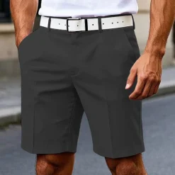 Men's Dress Shorts Burmuda Shorts Work Shorts Pocket Plain Comfort Breathable Knee Length Outdoor Business Fashion Casual Black White