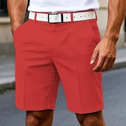 Men's Dress Shorts Burmuda Shorts Work Shorts Pocket Plain Comfort Breathable Knee Length Outdoor Business Fashion Casual Black White