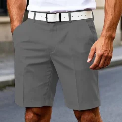 Men's Dress Shorts Burmuda Shorts Work Shorts Pocket Plain Comfort Breathable Knee Length Outdoor Business Fashion Casual Black White