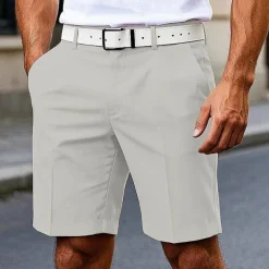 Men's Dress Shorts Burmuda Shorts Work Shorts Pocket Plain Comfort Breathable Knee Length Outdoor Business Fashion Casual Black White