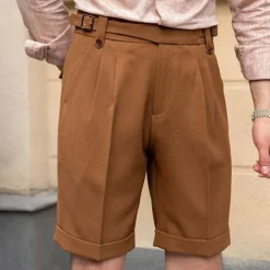 Men's Dress Shorts Summer Shorts Work Shorts Casual Shorts Pocket Plain Comfort Short Formal Party Work Fashion Classic Style Black White Micro-elastic