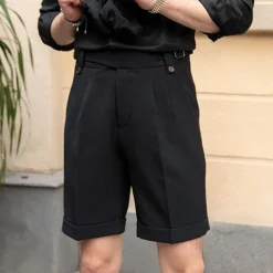 Men's Dress Shorts Summer Shorts Work Shorts Casual Shorts Pocket Plain Comfort Short Formal Party Work Fashion Classic Style Black White Micro-elastic