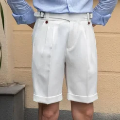 Men's Dress Shorts Summer Shorts Work Shorts Casual Shorts Pocket Plain Comfort Short Formal Party Work Fashion Classic Style Black White Micro-elastic