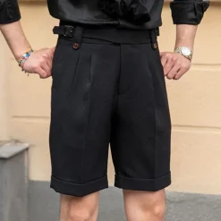 Men's Dress Shorts Summer Shorts Work Shorts Casual Shorts Pocket Plain Comfort Short Formal Party Work Fashion Classic Style Black White Micro-elastic