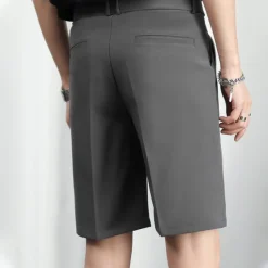 Men's Dress Shorts Summer Shorts Bermuda shorts Work Shorts Pleated Plain Outdoor Going out Fashion Streetwear Black White Micro-elastic
