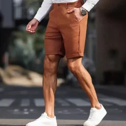 Men's Dress Shorts Summer Shorts Work Shorts Golf Shorts Pocket Plain Comfort Breathable Short Outdoor Vacation Sport Casual Coffee